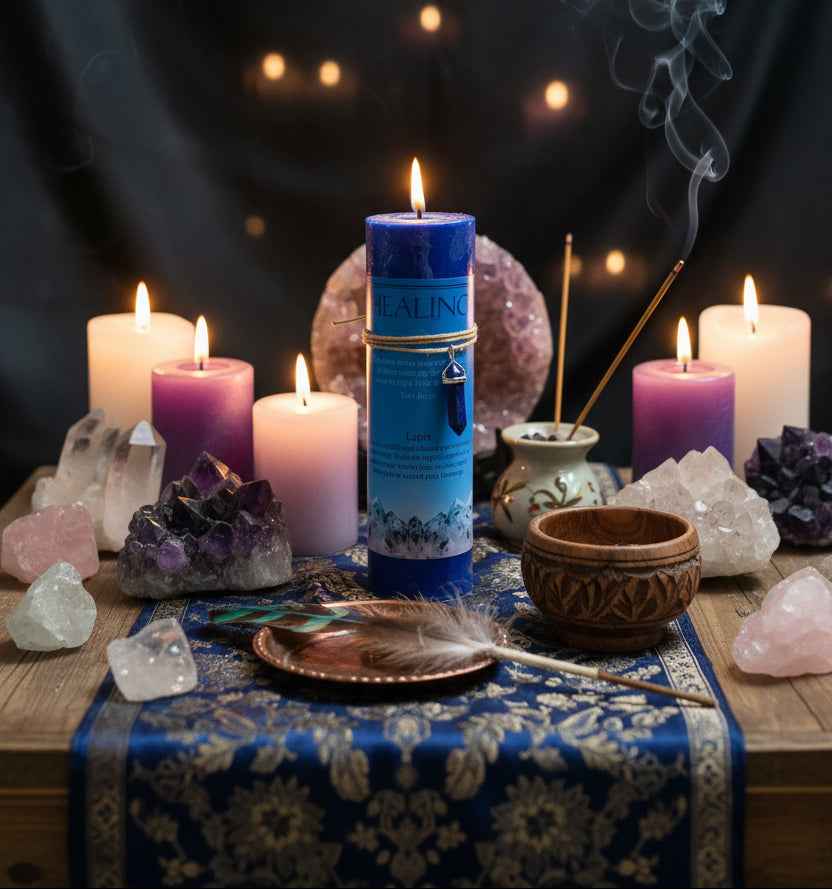 Healing Crystal Energy Candle for Restorative Wellness and Positive Vibes