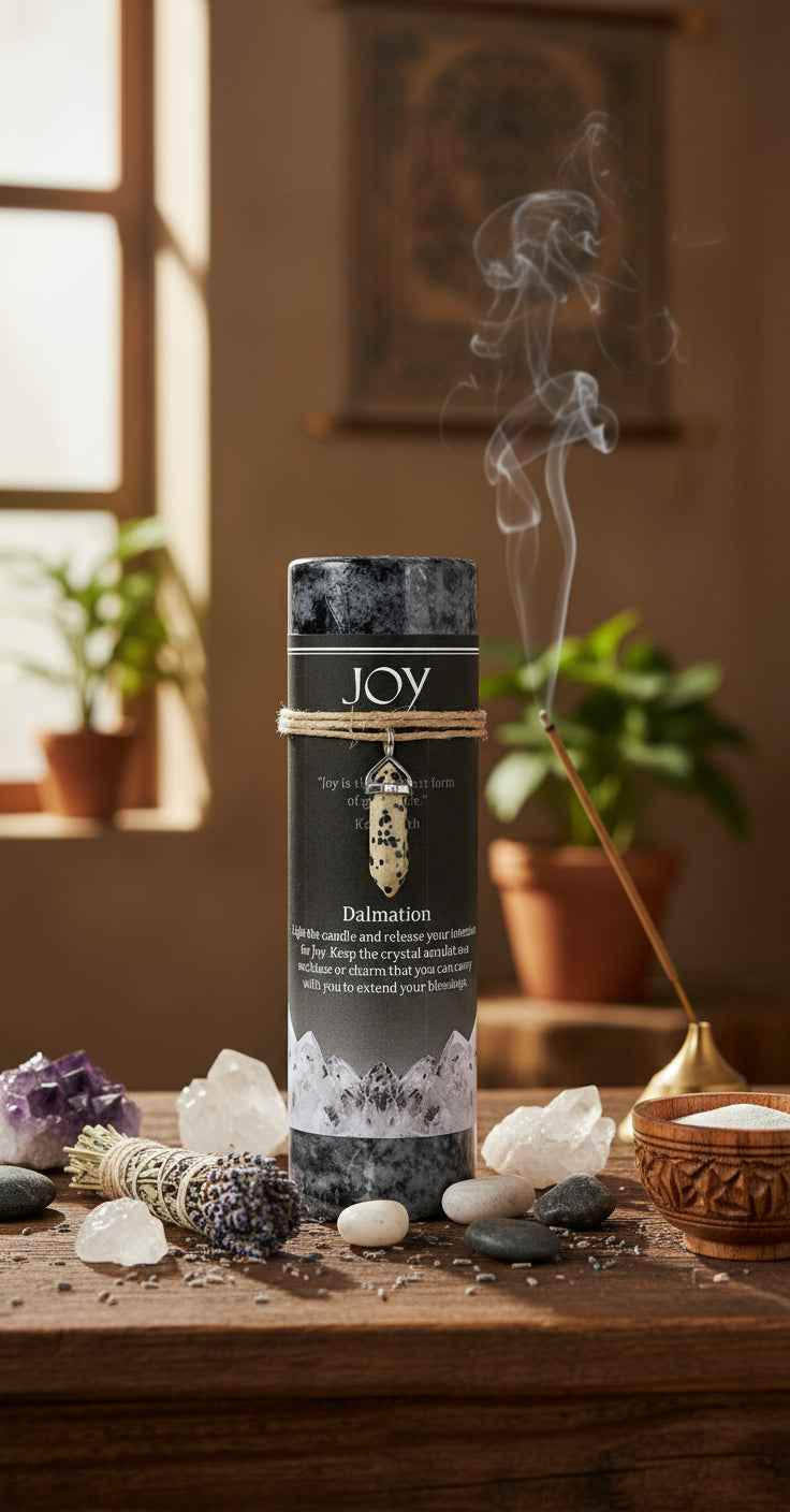 Joy Crystal Energy Candle for Joy and Positive Energy