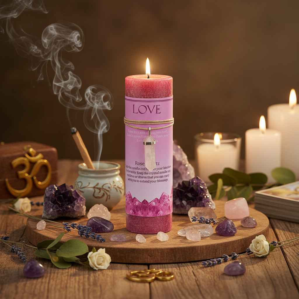 Love Crystal Energy Candle for Romance and Positive Vibes