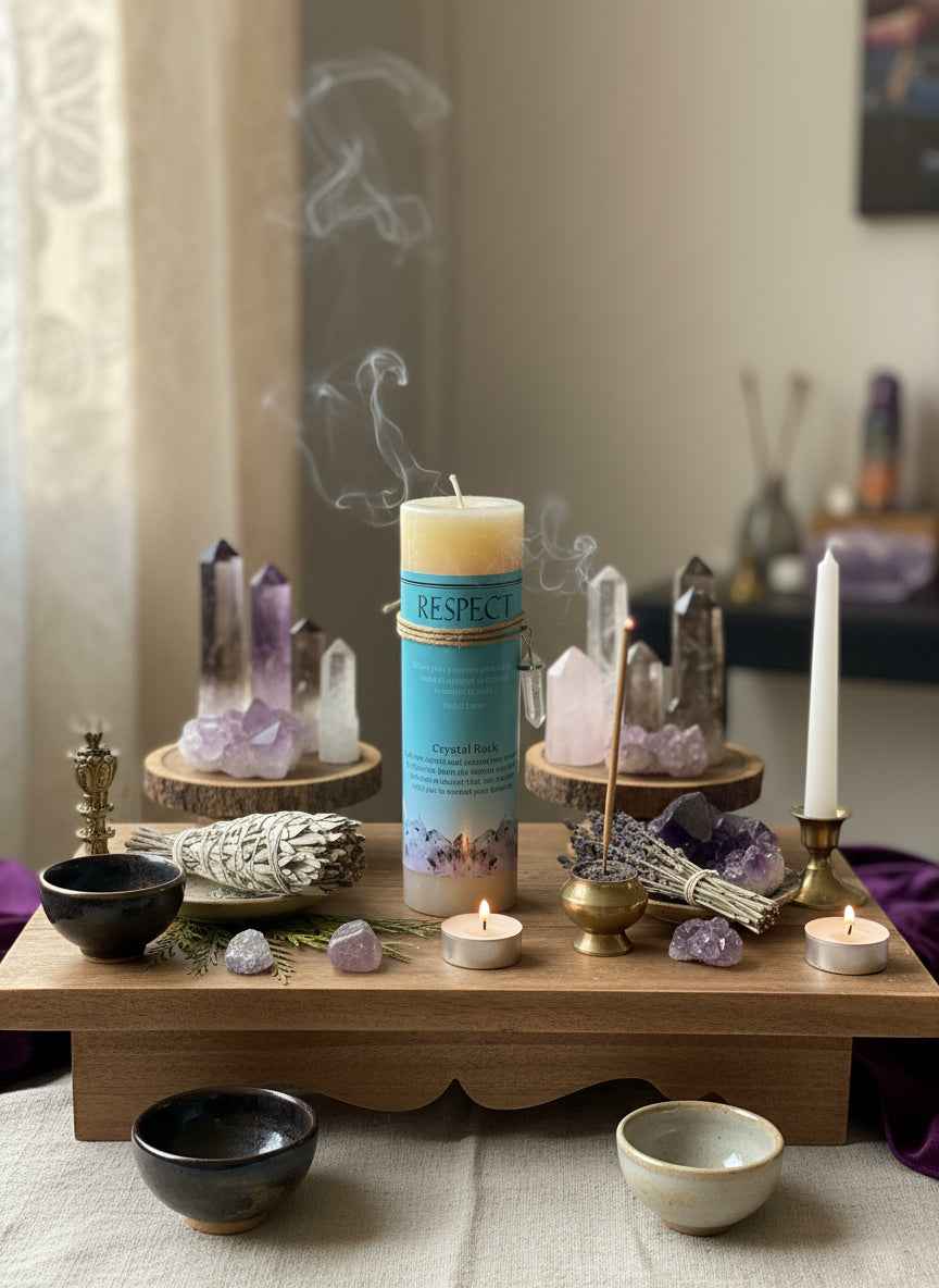 Respect Crystal Energy Candle for Positive Energy