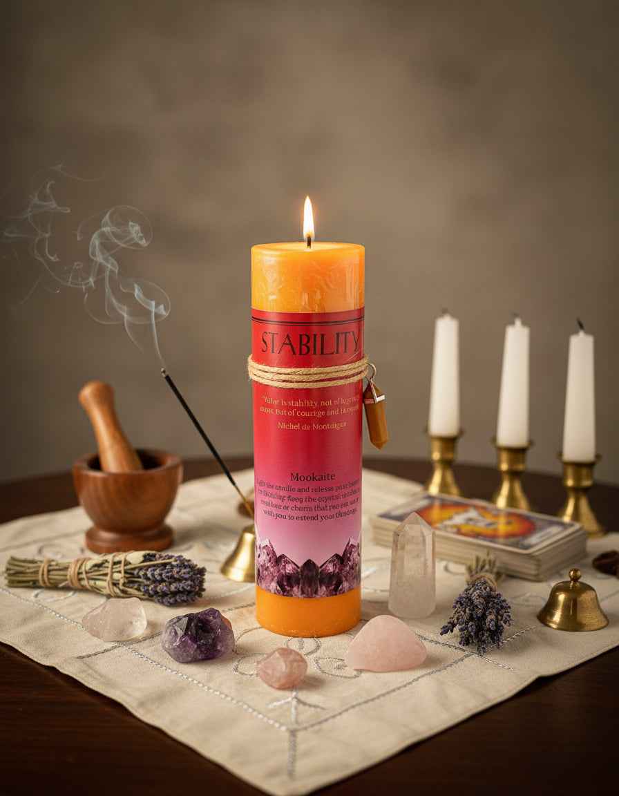 Stability Crystal Energy Candle for Balance and Stability