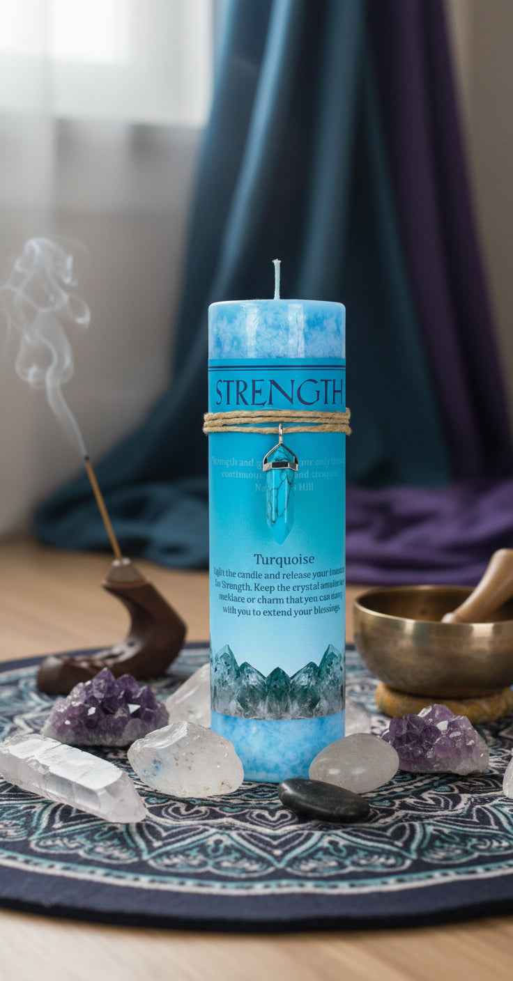 Strength Crystal Energy Candle for Empowerment and Balance