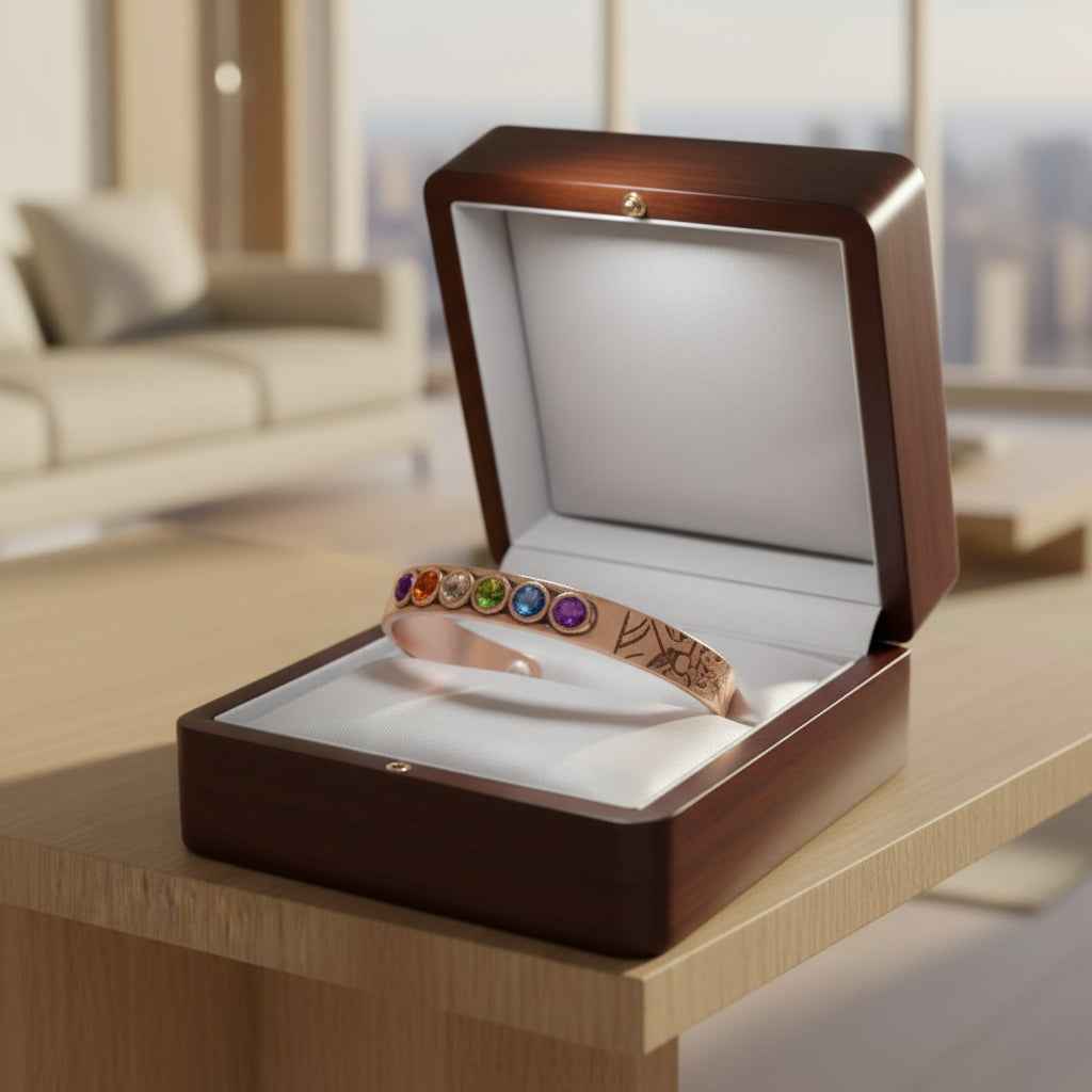 Seven Chakra Copper Bracelet for Balanced Energy and Wellness