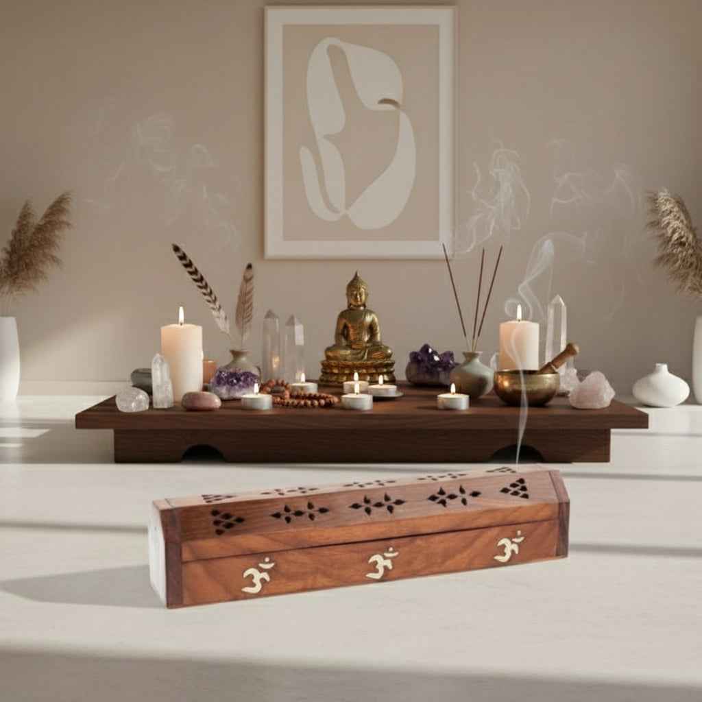 Om Ash Catcher With Incense Cone Burner for Serenity and Relaxation