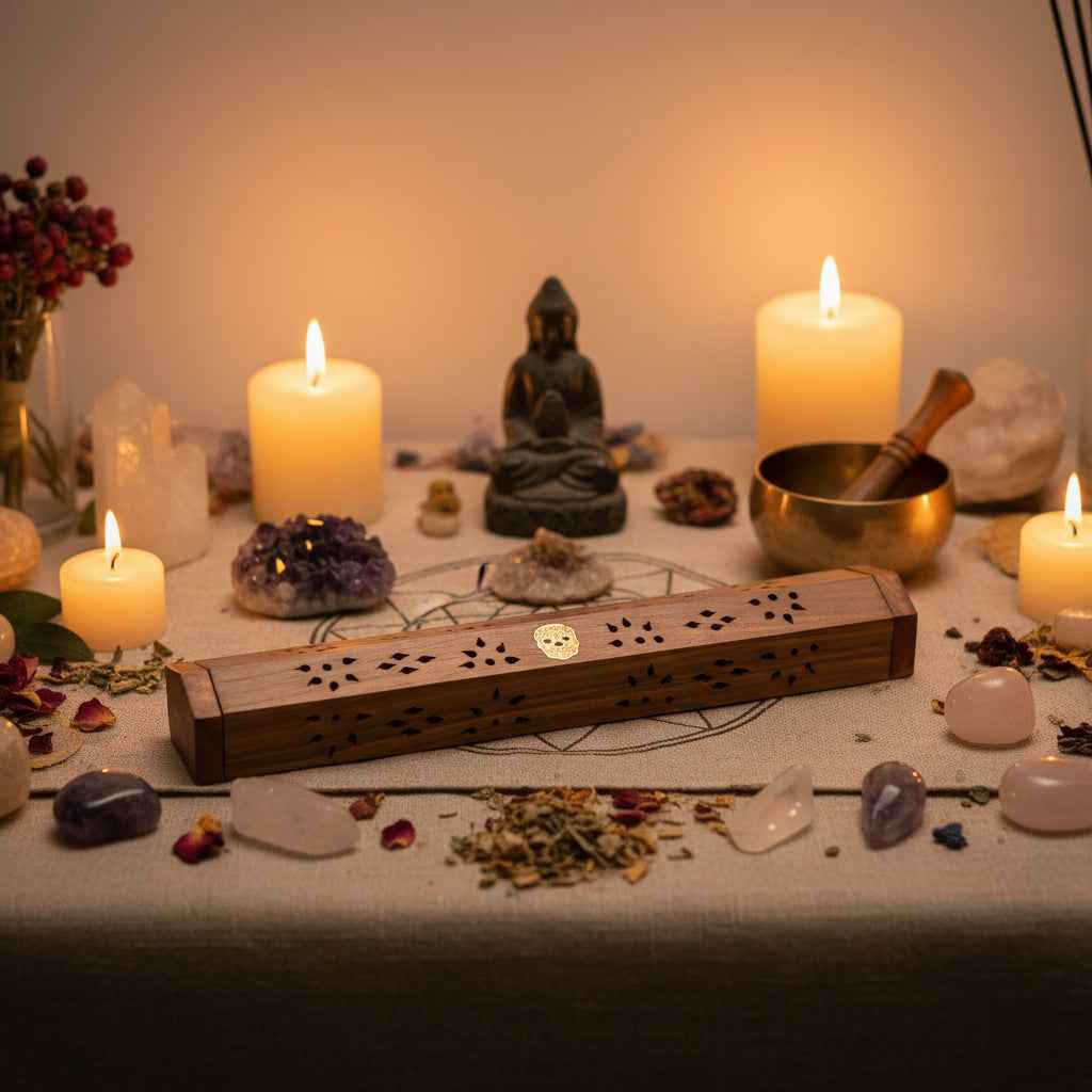 Sugar Skull 12 Inch Incense Ash Catcher Box