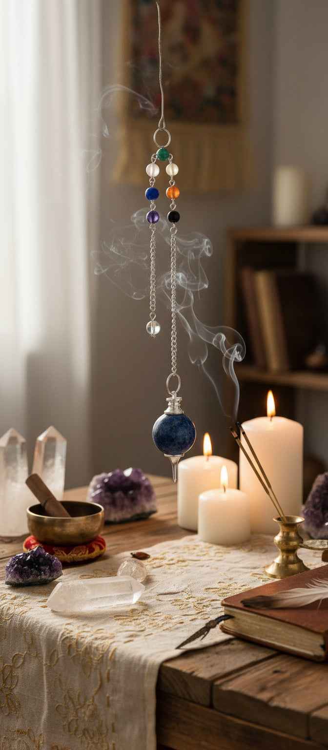 Lapis Lazuli Chakra Chain Ball Pendulum for Energy Balancing and Healing