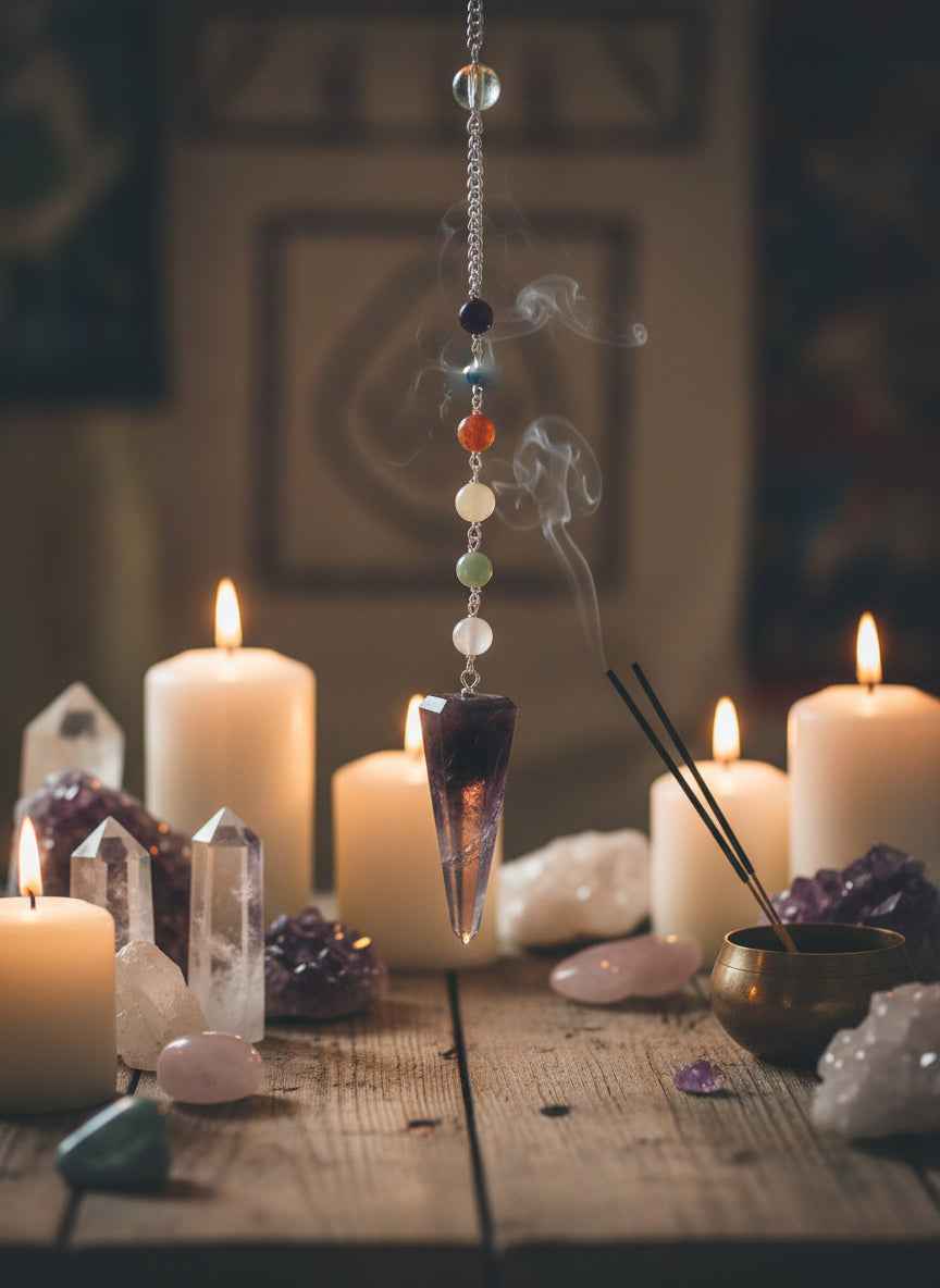 Pendulum Amethyst With Chakra Chain - Unlock Your Spiritual Potential