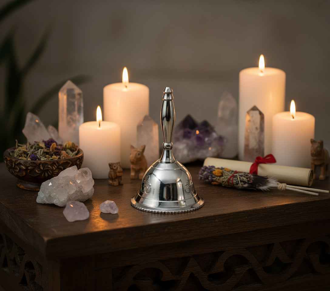 Brass Altar Bell Om 3 Inch for Spiritual Practices and Decor