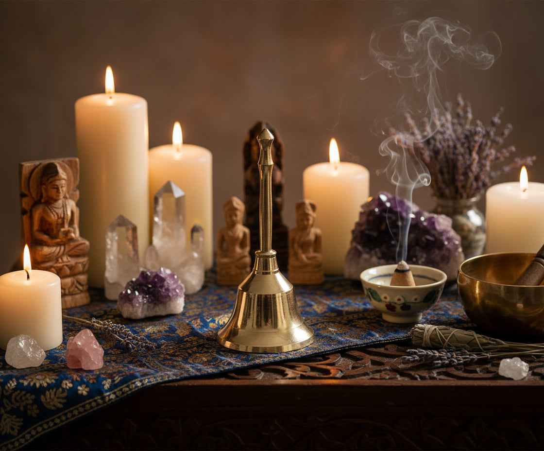 Brass Bell with Handle for Decorative and Functional Use