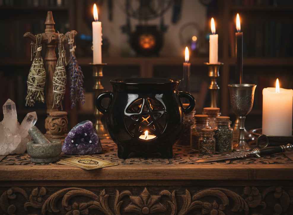 Ceramic Pentagram Oil Burner for Aromatherapy and Home Decor