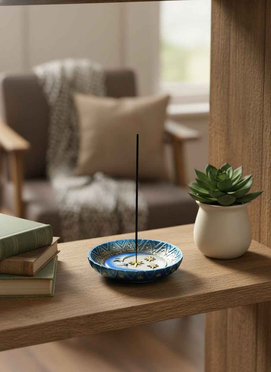 Moon And Star Round Incense Burner - Enhance Your Space with Celestial Charm