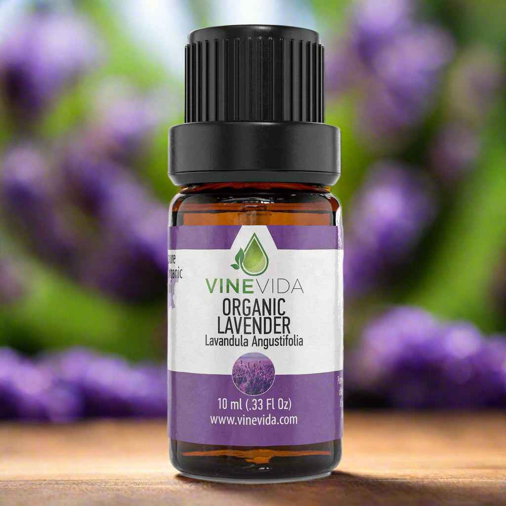 Natural Organic Lavender Essential Oil -100% Pure Organic Undiluted Therapeutic Grade Lavender Oil by VINEVIDA - 10mL Lavender Diffuser Aromatherapy - Organic Lavender Oil for Pain & More (10mL)