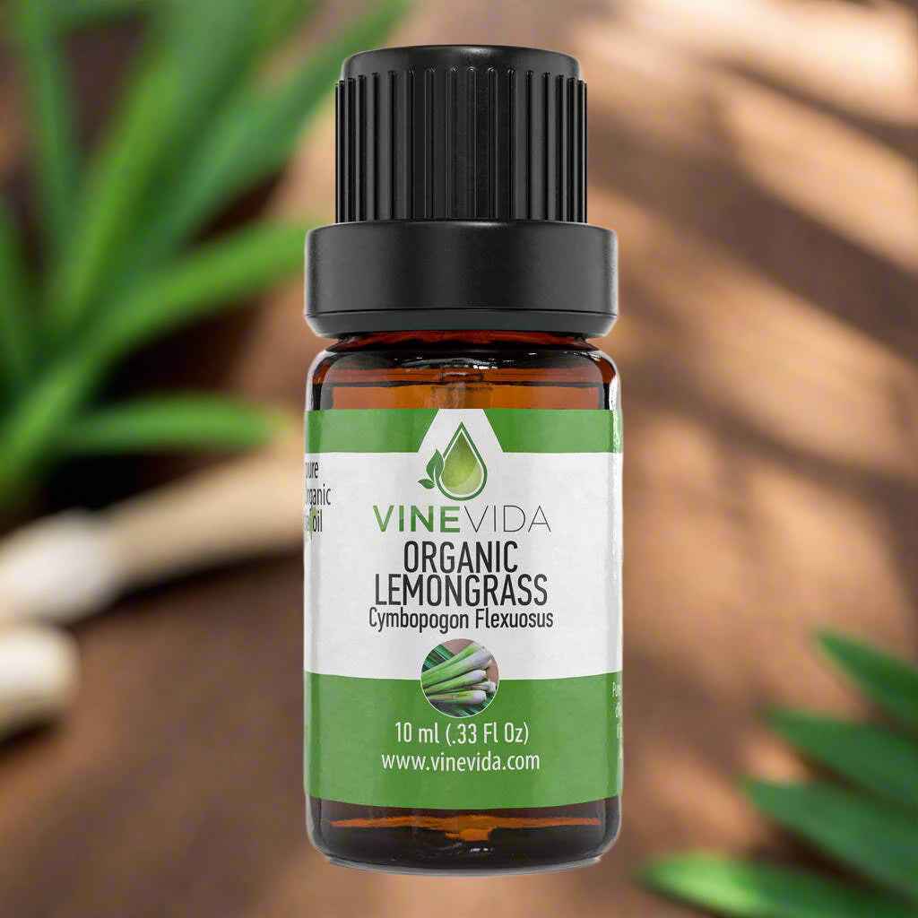 Organic Lemongrass Essential Oil for Diffuser, Aromatherapy, Massage, DIY Blends Lotions, and More, Undiluted Therapeutic Grade (10 ml)