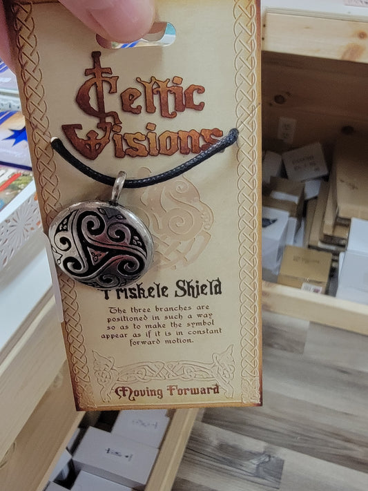 Celtic Visions Triskele Shield Carded Pendant