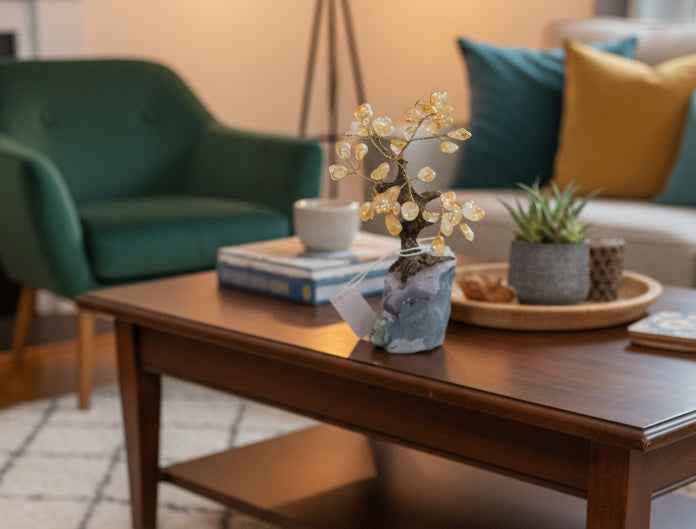 Brazilian Citrine Bonsai Tree for Prosperity and Positive Energy