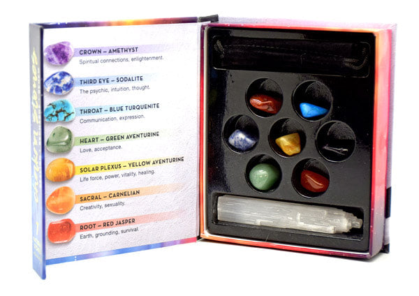 7 Chakra Stone Kit with Selenite Crystal Wand