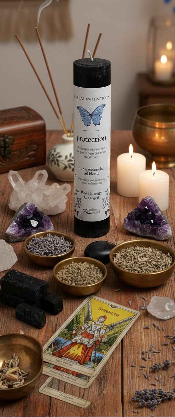 Herbal Intentions Protection Candle for Spiritual and Energetic Shielding