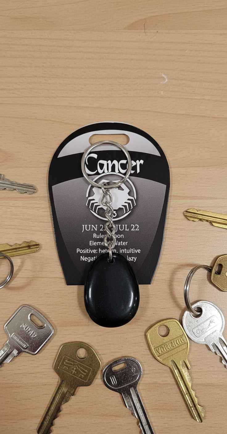 Cancer Black Obsidian Keychain – Stylish Protection and Spiritual Energy