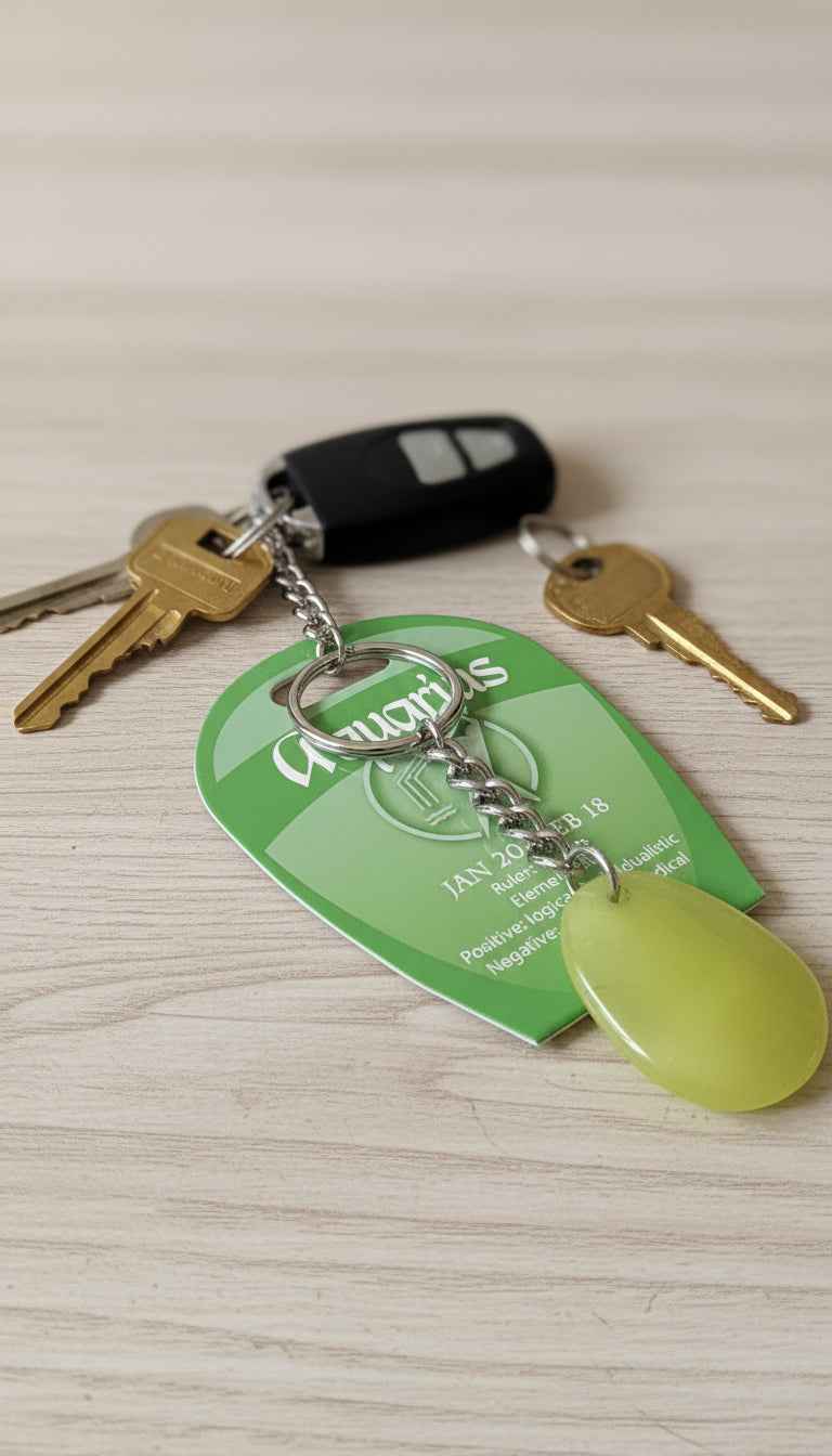 Aquarius Zodiac New Jade Keychain – Embrace Your Astrological Spirit