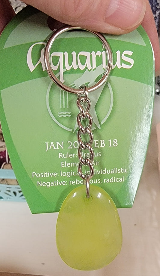 Aquarius Zodiac New Jade Keychain