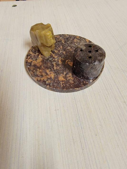 Stone Round Elephant Incense Burner