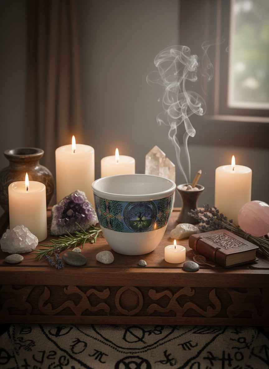 Tree of Life Smudge Pot for Spiritual Cleansing and Aromatherapy