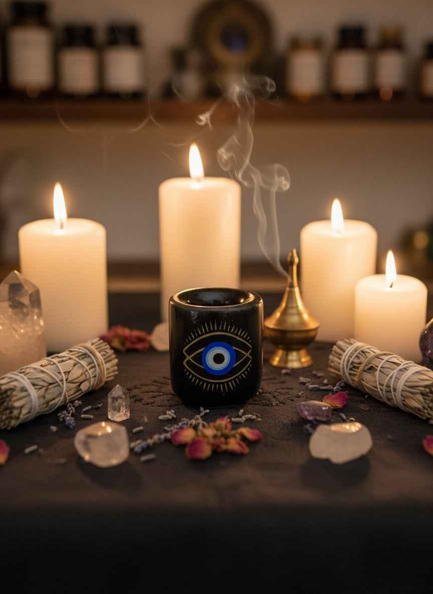 Evil Eye Chime Candle Holder for Protection and Serenity