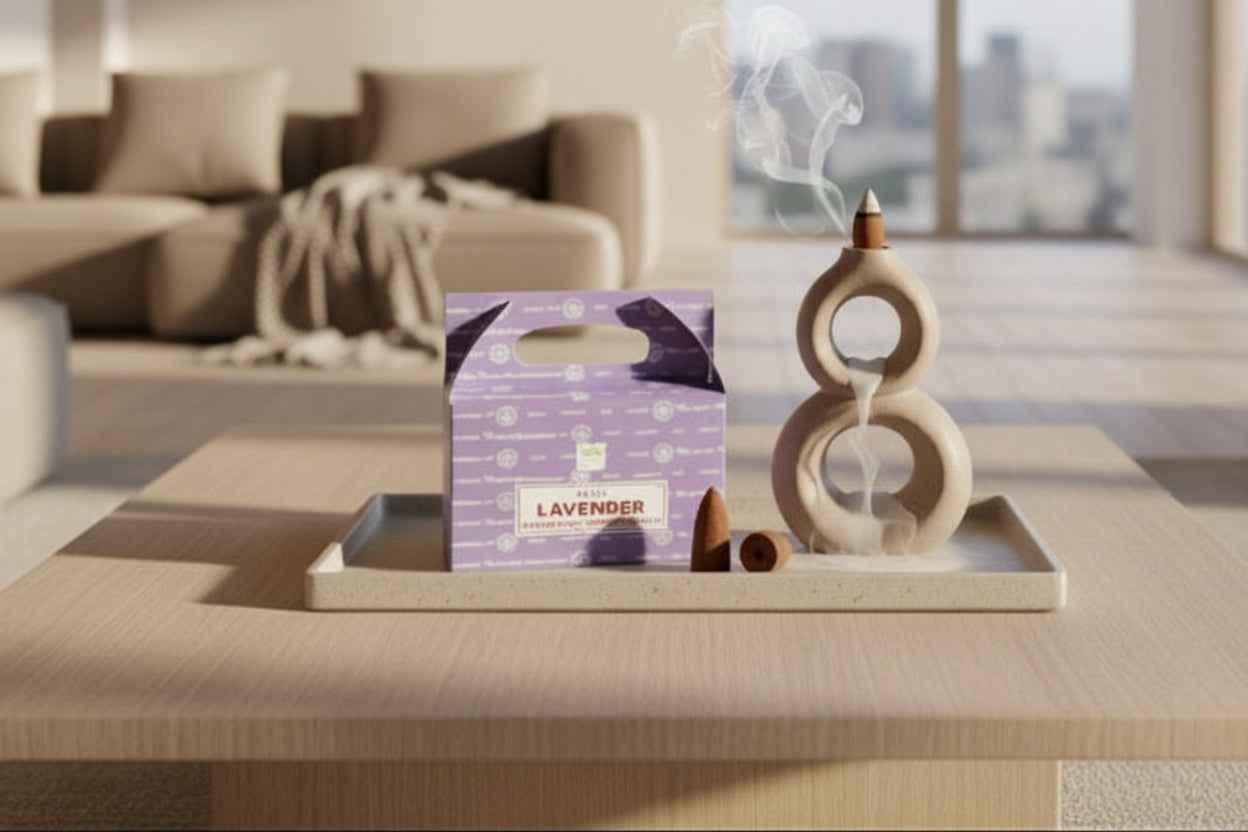 Satya Lavender Backflow Incense Cones for Tranquil Aromatherapy