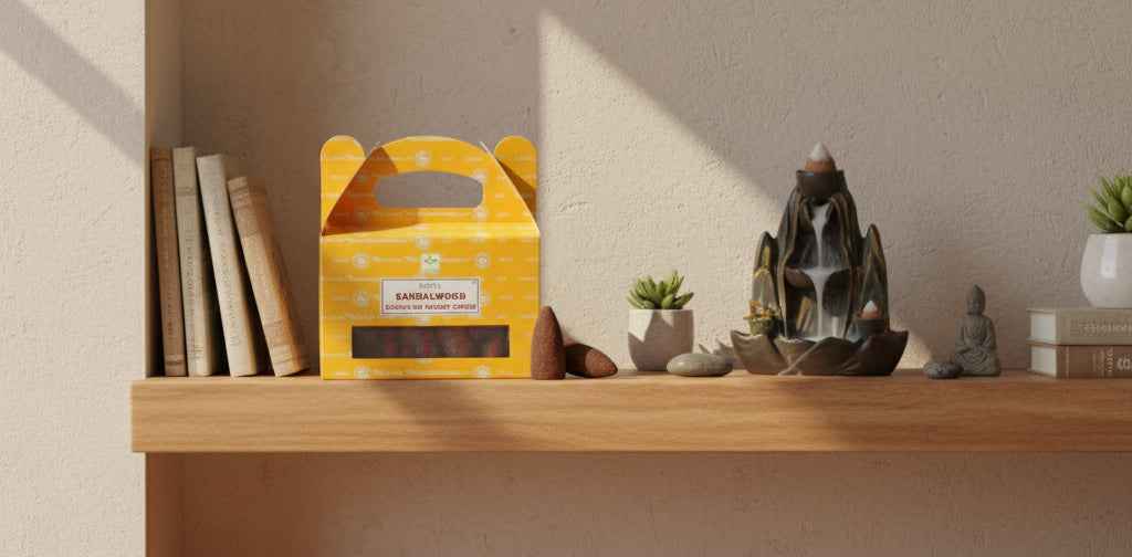 Satya Sandalwood Backflow Incense Cones for Serene Atmospheres