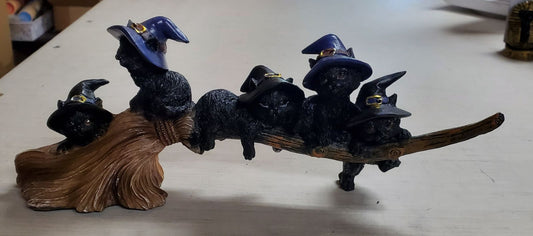 Magical Cats On Broom
