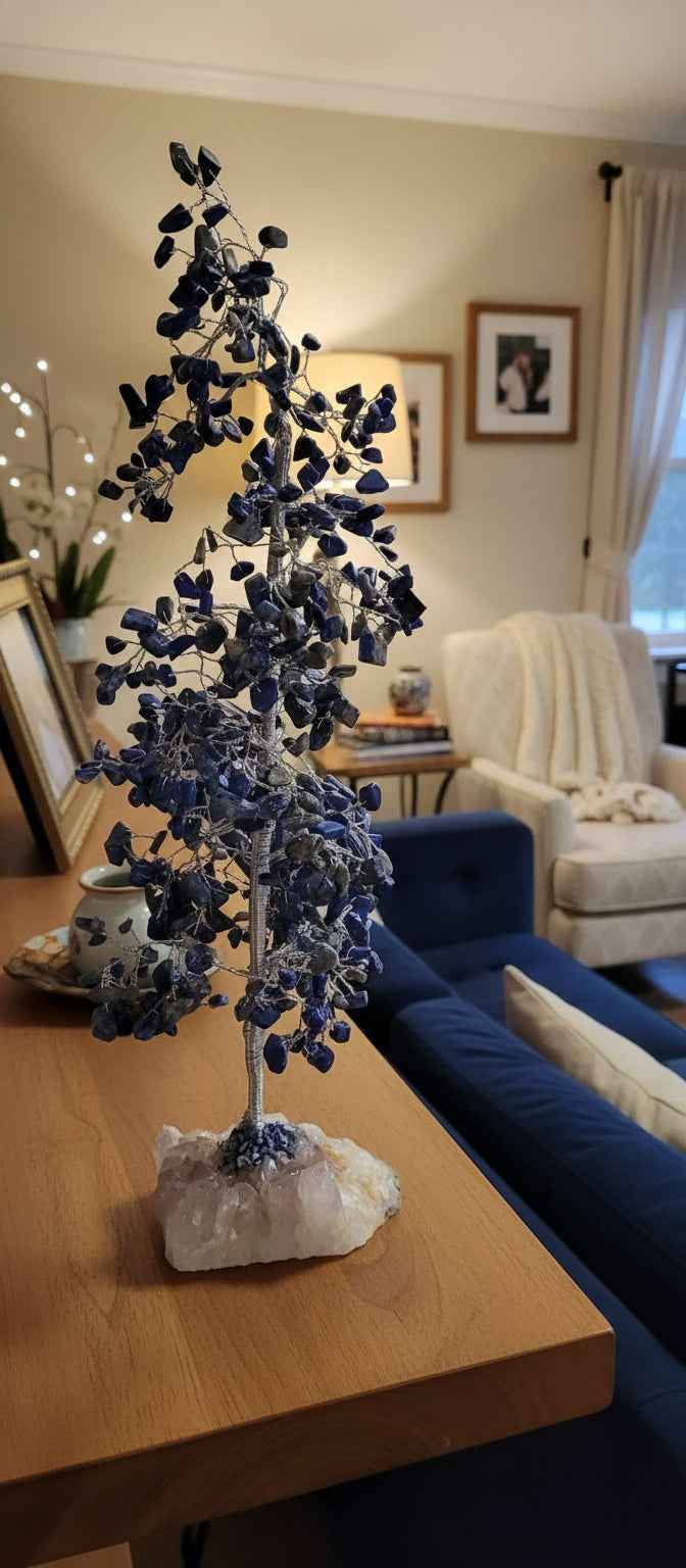 Lapis Lazuli 500 Gemstone Tree with Cluster Base for Home Decor
