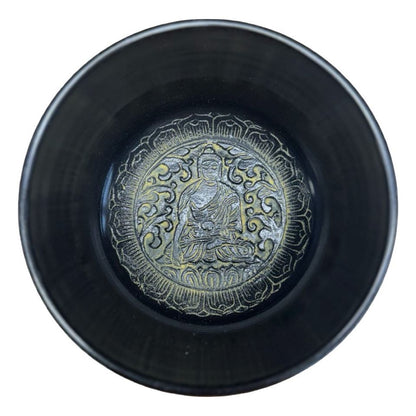 Black Singing Bowl – Aluminum, 6" Diameter with Mallet