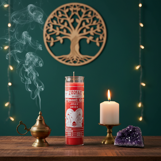 Zodiac Aries 7 Day Candle, Pink/Orange