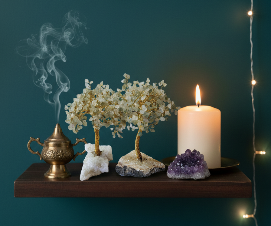 Green Aventurine 500 Gemstone Chip Tree W/Cluster Base