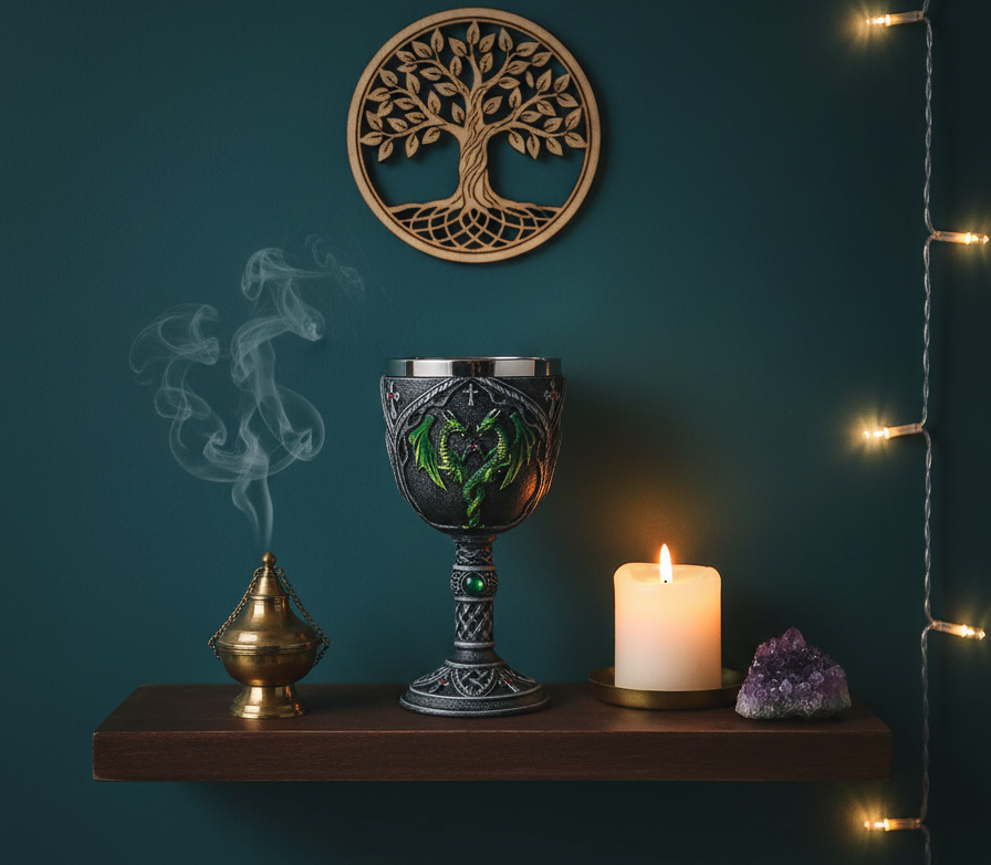 Green Dragon Chalice - Mystical Drinkware for Fantasy Lovers
