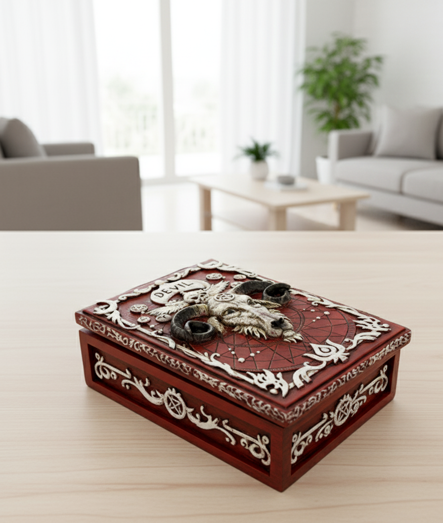 Baphomet Tarot Deck Box for Mystical Readings and Card Storage