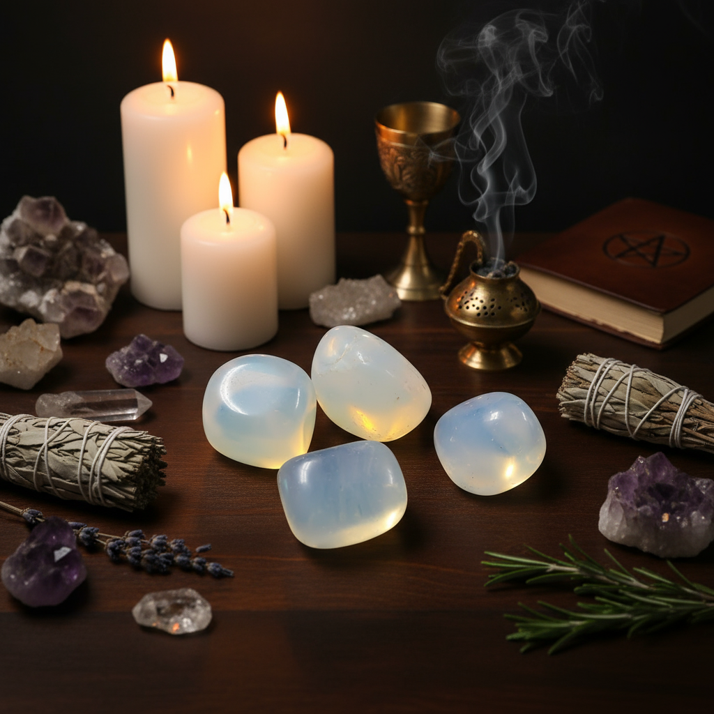 Polished Opalite Tumbled Stones for Healing and Meditation