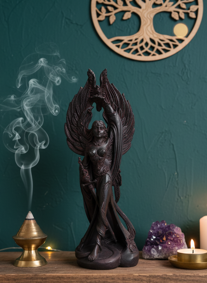 Morrigan War Goddess Statue - Powerful Guardian of Strength and Battle