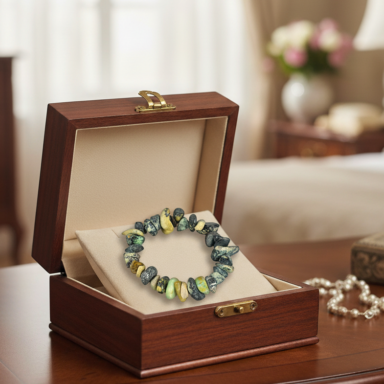 Natural Serpentine Gemstone Bracelet For Calming & Healing Energies