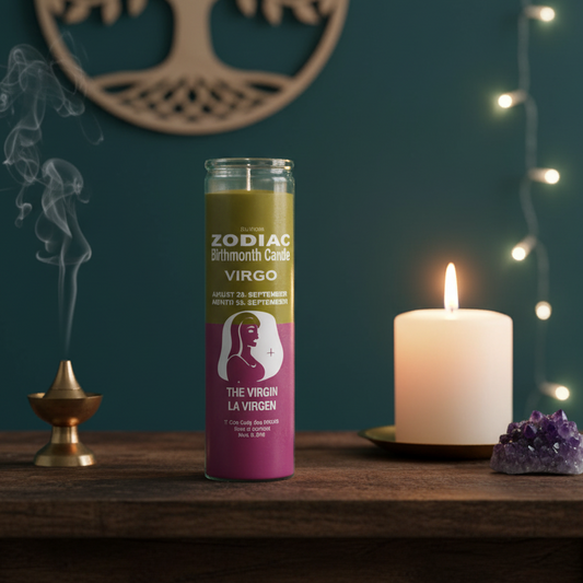Zodiac Virgo 7 Day Candle - Yellow and Pink for Spiritual Connection