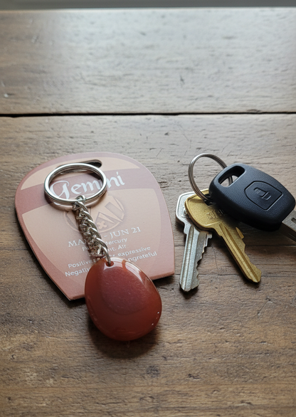 Gemini Zodiac Agate Keychain - Unique Astrology Accessory for Geminis