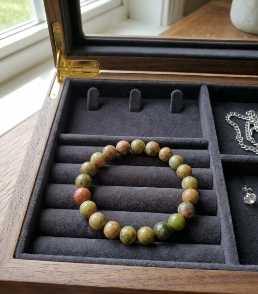 Unakite 8 MM Bracelet to Enhance Well Being and Bring Harmony