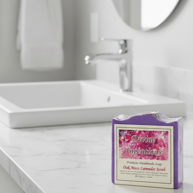 Oak Moss Lavender Scrub Bar Soap for Exfoliating and Relaxation