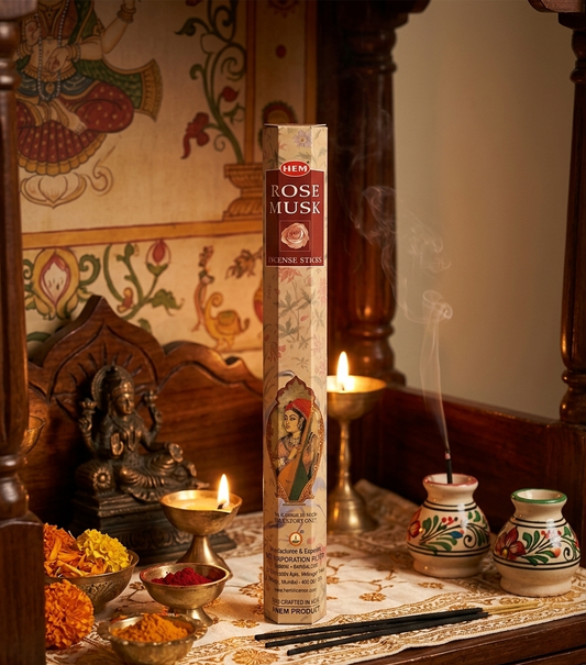 HEM Hexagon Rose Musk Incense Sticks