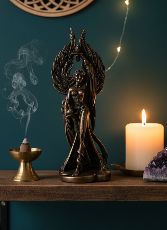 Morrigan War Goddess Bronze Statue – Exquisite Mythological Art for Your Collection