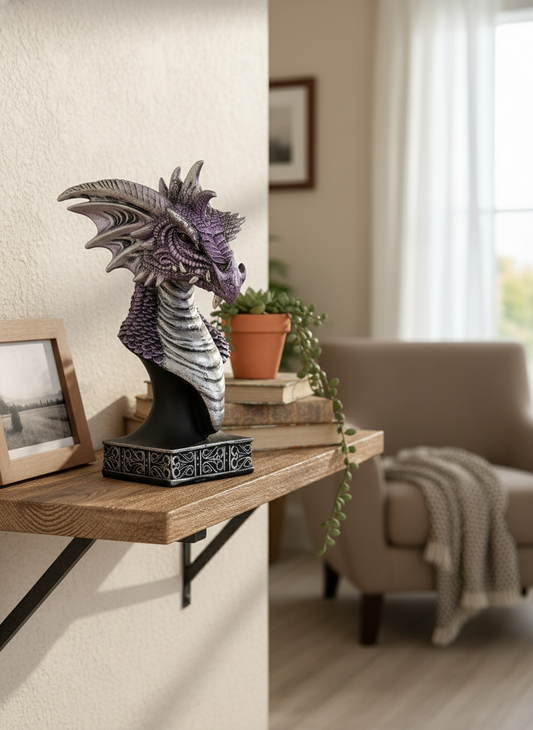 Purple Dragon Head - Enchanting Fantasy Figurine for Collectors and Decor