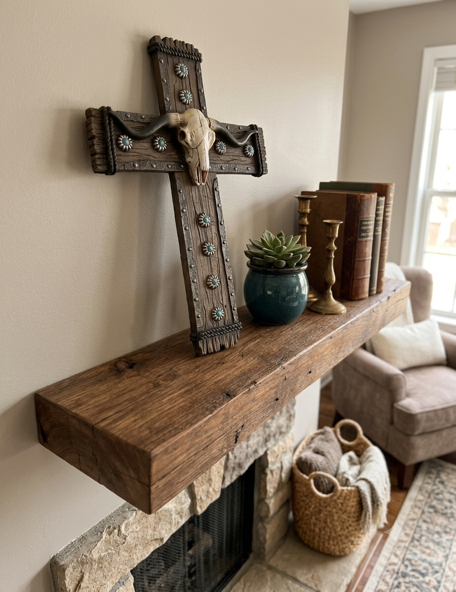 Western Crucifix Wall Plaque – Elegant Religious Home Decor