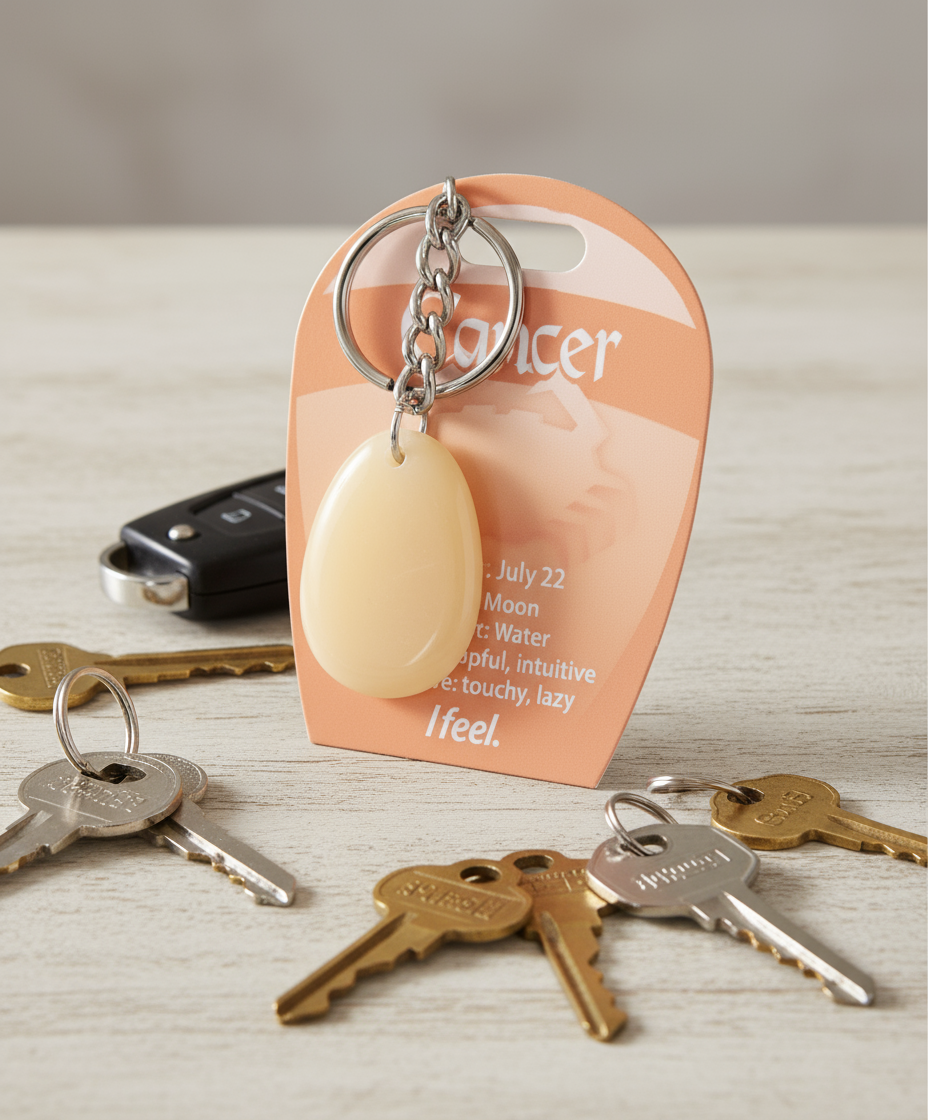 Cancer Zodiac Orange Calcite Keychain for Healing and Positivity