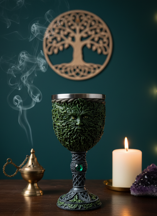 Greenman Chalice - Handcrafted Elegance for Your Sacred Spaces