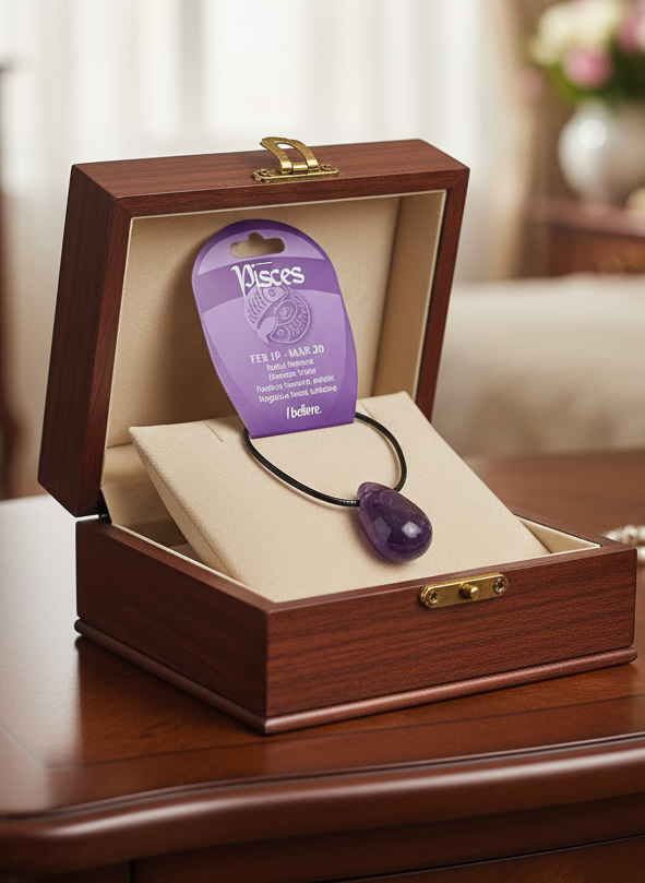 Pisces Purple Amethyst Gemstone Necklace for Spiritual Healing and Style